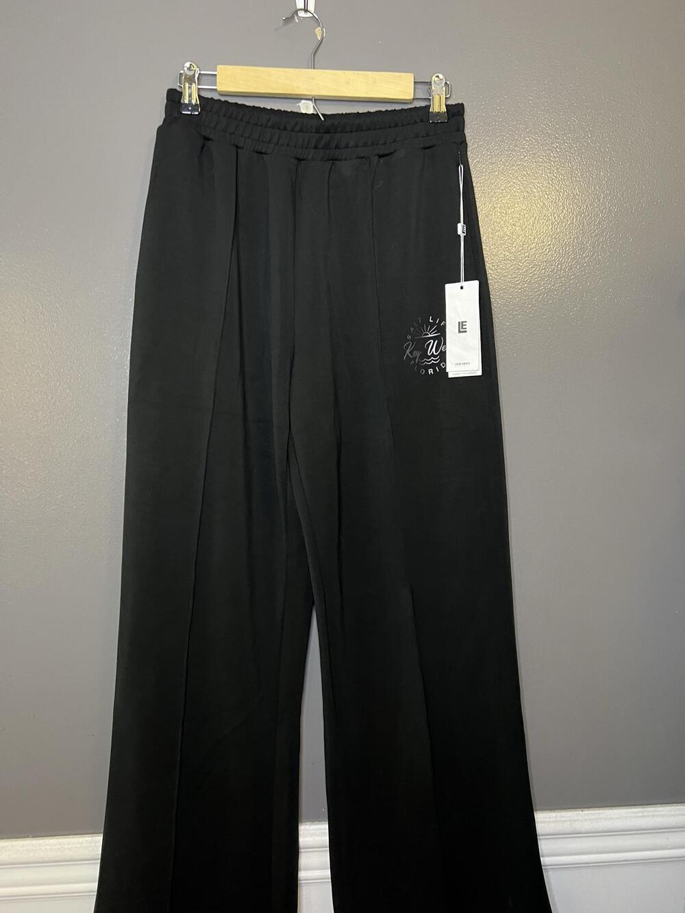 Liquid Energy Sweatpants Womens Small Black Wide Leg Key West Florida Beach